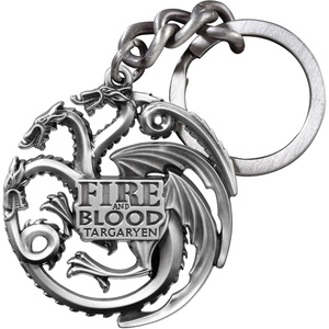 image:imageThe Noble Collection Game of Thrones Targaryen Dragon DieCast Keychain Silver Finish