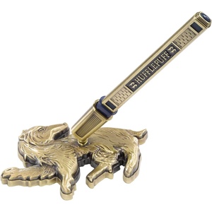 image:imageThe Noble Collection Harry Potter Hufflepuff House Pen and Desk Stand  Die Cast Metal Pen and Badger Mascot Stand  Officially Licensed Film Set Movie Props Wand Gifts Stationery